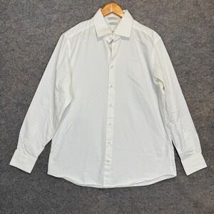 SuitSupply‎ Egyption Cotton Button Shirt Mens XL 44 17.5 Slim Fit White Dress